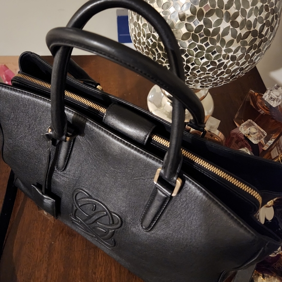 LOUIS QUATORZE Black Leather Satchel with Strap EUC - Picture 4 of 16